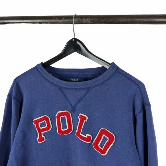 Mens 2000s Polo Ralph Lauren Arch Logo Spellout Pullover Sweatshirt Size M - Picture 6 of 9